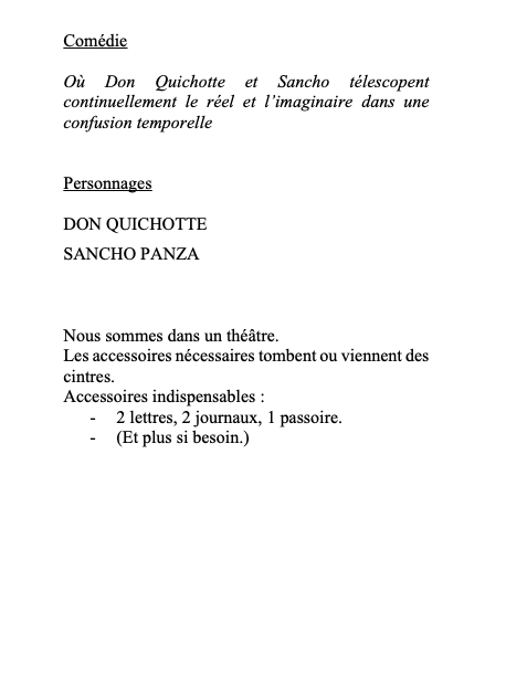 Les oiseaux de nuit éditions. Pièce de théâtre belge francophone, Le fils de Don Quichotte de Anne Sylvain, extrait.