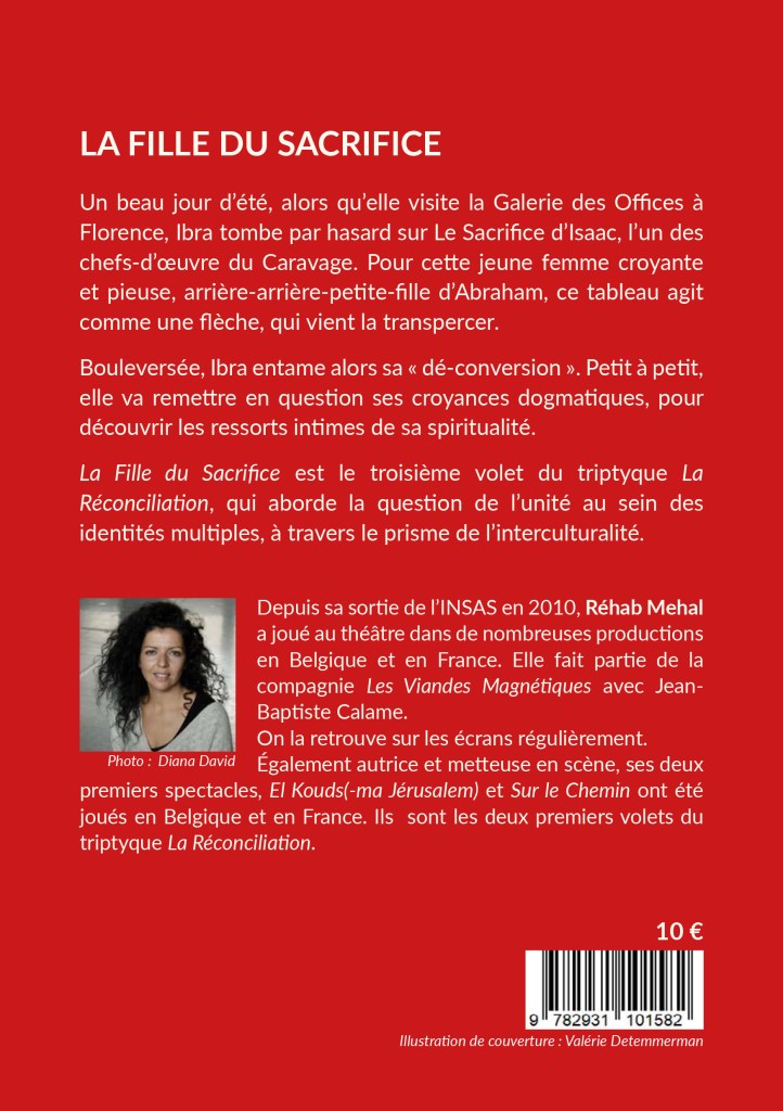 Les oiseaux de nuit éditions. Pièce de théâtre belge francophone, La fille du sacrifice, Réhab Mehal, couverture 4.