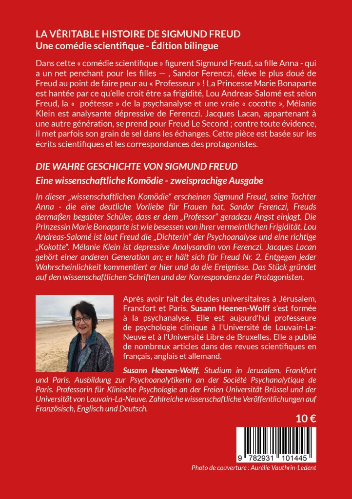 Les oiseaux de nuit éditions. Pièce de théâtre belge francophone, La véritable histoire de Sigmund Freud, de Susann Heenen-Wolff, couverture 4.